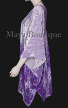 Maya Matazaro Lilac Ombre Camellia Burnout Velvet Caftan Kimono Jacket Hand Dyed