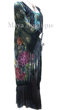 Jacket Kimono Opera Coat Silk Burnout Velvet Beaded Peacock Black Maya Matazaro