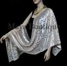 Maya Matazaro Ivory Pearl Camellia Shawl Wrap Scarf Burnout Velvet Elegant!
