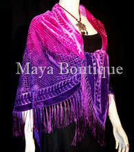 Dyed Dyed Shawl Burnout Velvet Triangle Purple & Pink Maya Matazaro