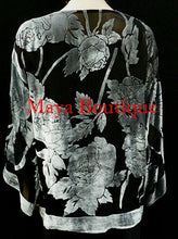 Silk Burnout Velvet Jacket Kimono Short Silver Black No Fringe Maya Matazaro