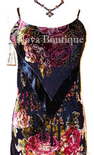 Dress Gown Black Silk Burnout Velvet Beaded Victorian Roses Maya Matazaro M