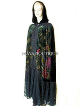 Cloak Opera Cape Peacock Victorian Style Beaded Velvet Lace Lined Black Maya