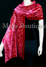 Maya Matazaro True Red Camellia Shawl Wrap Scarf Burnout Velvet Elegant!