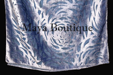 Maya Matazaro Serenity Blue Camellia Shawl Wrap Scarf Burnout Velvet Elegant!