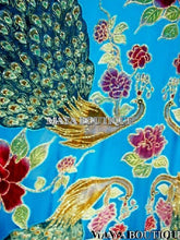 Kimono Opera Coat Beaded Burnout Velvet Peacock & Rose Turquoise Maya Matazaro