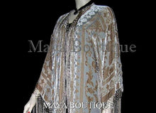 Beige Silk Burnout Velvet Fringe Jacket Kimono Bolero Maya Matazaro