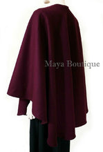 Cape Ruana Wrap Coat Wool BURGUNDY USA Made Maya Matazaro NEW