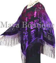 Purple Fuchsia Burnout Velvet Poncho Shawl Top Ombree Hand Dye Maya Matazaro