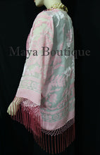 Maya Matazaro Rose Quartz Silk Burnout Velvet Fringe Jacket Short Kimono US Made