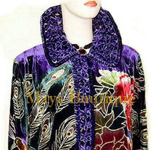 Opera Coat Duster Silk Velvet Purple Peacock Long Lined 1X-2X Maya Matazaro