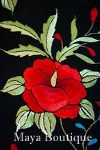 Red Roses Hand Embroidered Flamenco Silk Piano Shawl Huge 90" Maya Matazaro
