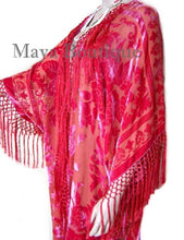 Coral Kimono Fringe Jacket Opera Coat Silk Burnout Velvet Maya Matazaro