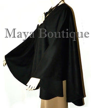 Cape Ruana Wrap Coat Black Cashmere Wool Blend USA Made Maya Matazaro