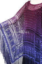 Crochet Poncho Shawl Top Hand Dyed Magenta Purple Ombree Maya Matazaro One Size