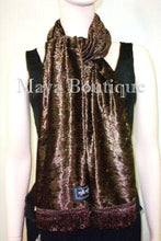 CHOCOLATE BROWN CRUSHED VELVET SCARF MAYA MATAZARO MADE IN USA