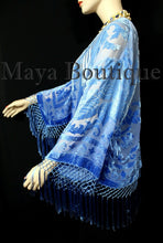 Wearable Art Blue Ombre Velvet Kimono Jacket Hand Dyed Short Maya Matazaro