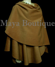 Caramel Cape Ruana Wrap Coat Cashmere Wool Blend by Maya Matazaro Made in USA