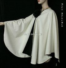 Cashmere Reversible Cape Ruana Wrap Coat Ivory & Black Maya Matazaro USA Made