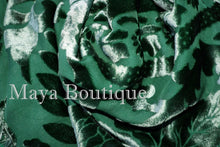 Emerald Green Piano Shawl Wrap Fringed Scarf Silk Burnout Velvet Maya Matazaro