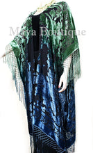 Blue Green Wearable Art Kimono Caftan Jacket Velvet Hand Dyed Maya Matazaro