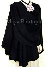 Black Cape Ruana Wrap Coat Wool Cashmere Blend by Maya Matazaro USA Made