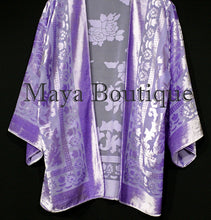 Lavender Jacket Kimono Burnout Velvet Short No Fringe Hand Dyed Maya Matazaro