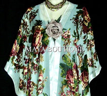Caftan Kimono Duster Silk Burnout Velvet White Multi Gypsy Rose Maya Matazaro
