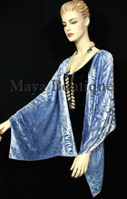 Maya Matazaro Serenity Blue Camellia Shawl Wrap Scarf Burnout Velvet Elegant!