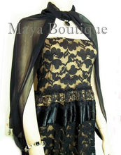 Black Chiffon Silk Scarf Wrap Sash Satin Border Maya Matazaro