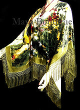 Peacock Poncho Shawl Top Silk Burnout Velvet Ivory Multi Maya Matazaro