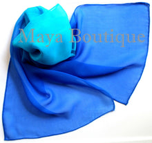 Matching Silk Neck Tie & Scarf Hand Dyed Blue Turquoise Ombre Maya Matazaro