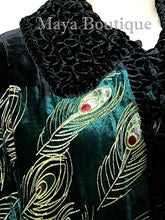 Opera Coat Duster Silk Velvet Black Multi Long S/M Maya Matazaro Art To Wear