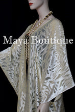 Maya Matazaro Vanilla Camellia Burnout Velvet Caftan Kimono Jacket Duster