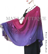 Embroidered Silk Wrap Shawl Scarf Hand Dyed Magenta Purple Maya Matazaro