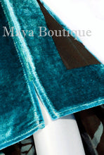 Caftan Dress Kimono Silk Burnout Velvet Teal Black Hand Dyed Maya Matazaro