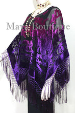 Purple Fuchsia Burnout Velvet Poncho Shawl Top Ombree Hand Dye Maya Matazaro
