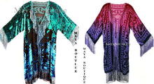Hand Dyed Burnout Velvet Kimono Jacket Purple Magenta Maya Matazaro Made in USA
