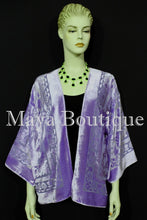 Lavender Jacket Kimono Burnout Velvet Short No Fringe Hand Dyed Maya Matazaro