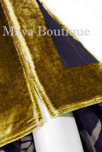Caftan Dress Kimono Silk Burnout Velvet Antique Gold Blk Hand Dyed Maya Matazaro
