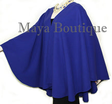 Cashmere Wool Cape Ruana Wrap Coat Blue Iris Maya Matazaro Made in USA