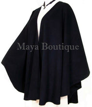 Cape Ruana Wrap Coat Black Cashmere Wool Blend USA Made Maya Matazaro
