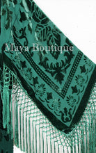 Emerald Green Kimono Long Fringe Jacket Burnout Velvet Maya Matazaro