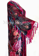 Red Beaded Peacock Duster Kimono Opera Coat Silk Velvet Maya Matazaro