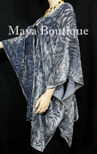 Dusk Gray Camellia Burnout Velvet Caftan Kimono Jacket Maya Matazaro Hand Dyed