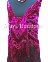 Fuchsia Silk Burnout Velvet Piano Shawl Wrap Fringed Scarf Maya Matazaro