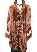 Copper Shawl Scarf Wrap Silk Burnout Velvet Triangle Ruffles Maya Matazaro