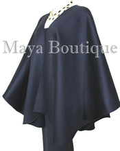 Luxurious Black Cape Ruana Wrap Coat Cashmere Camel hair Blend by Maya Matazaro