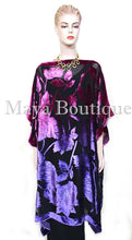Caftan Dress Kimono Silk Burnout Velvet MAYA Dyed Stained Glass Orchid & Purple