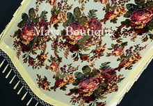 Piano Shawl Scarf Wrap Vanilla Victorian Rose Silk Burnout Velvet All Beaded